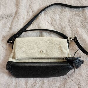 Kate Spade Polly Medium Foldover Black and White Handbag